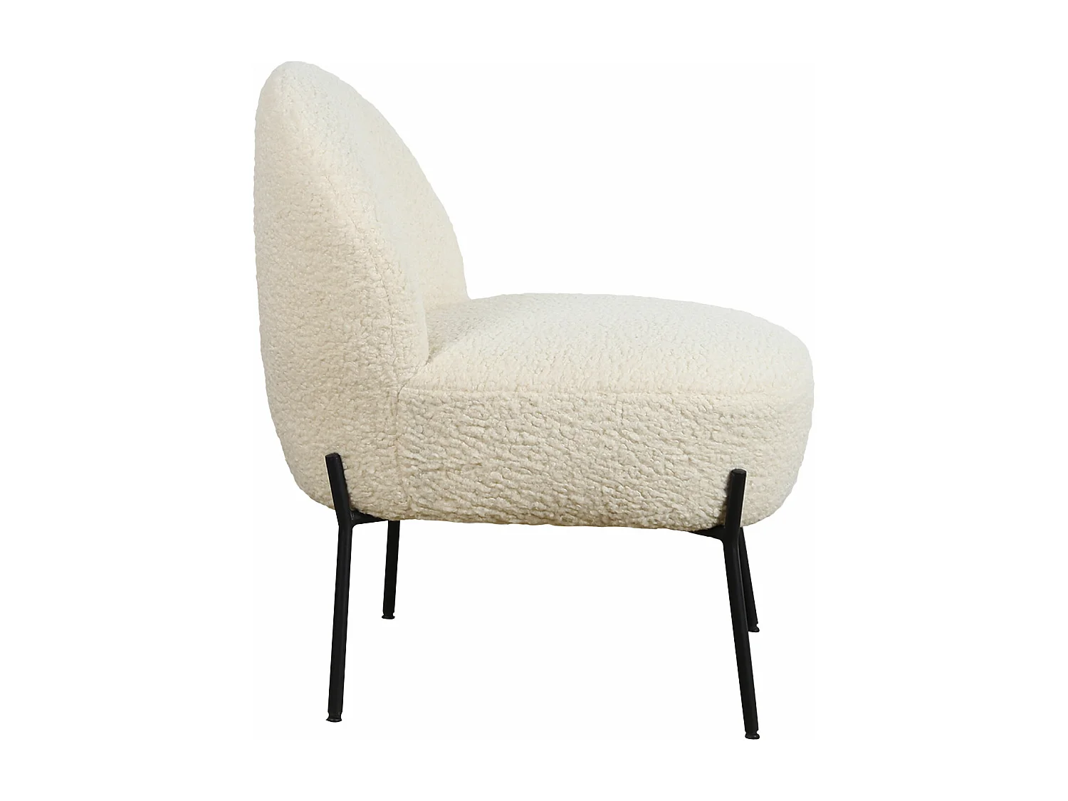 Fauteuil en tissu bouclette écru HELMI - HAPPY GARDEN