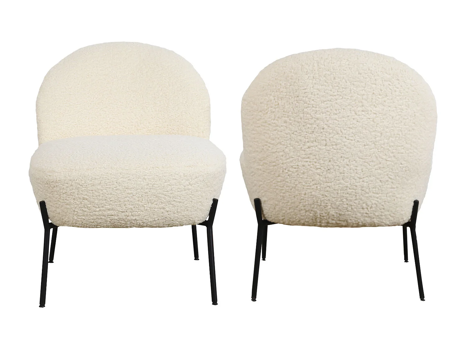 Fauteuil en tissu bouclette écru HELMI - HAPPY GARDEN