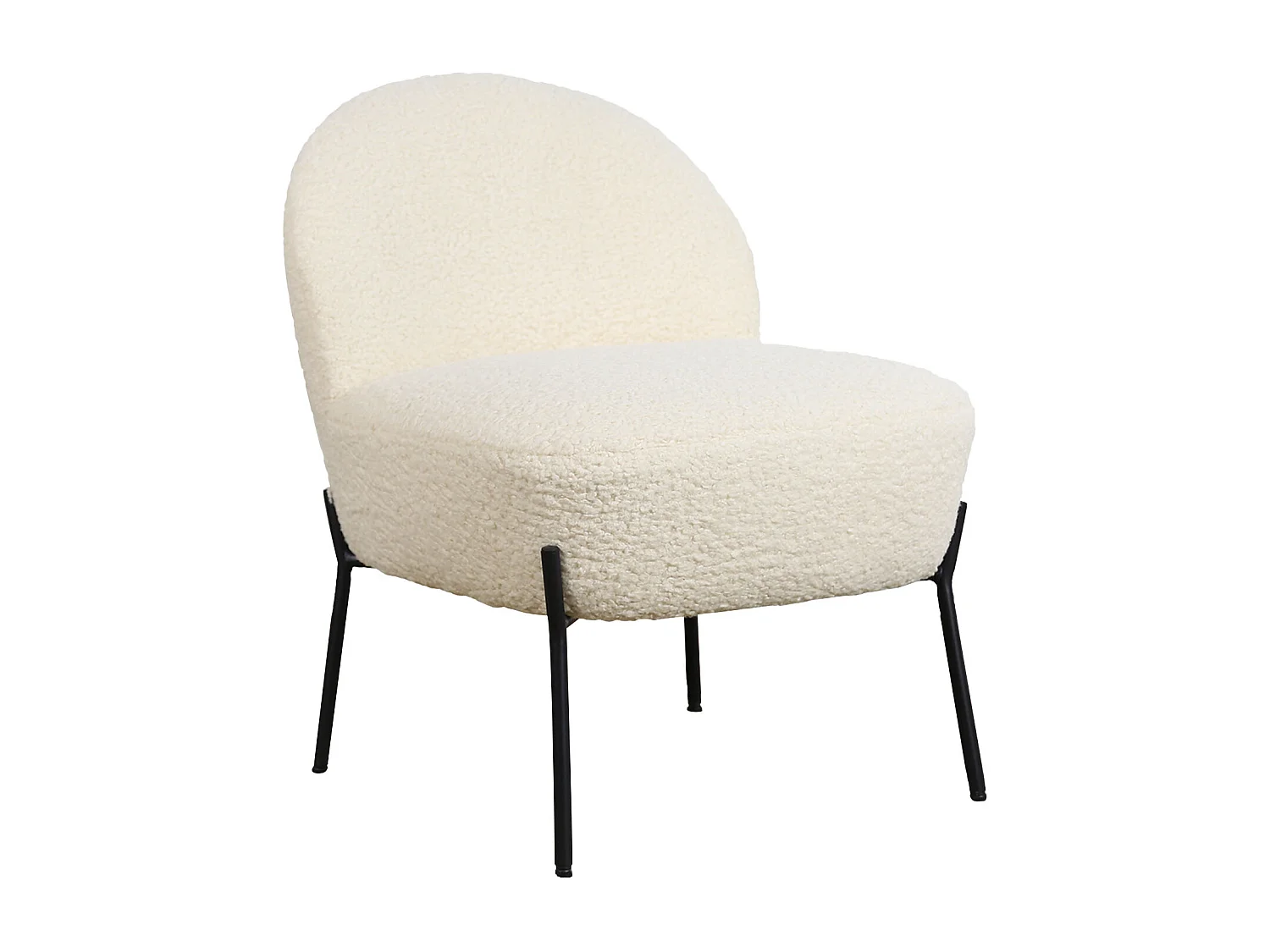 Fauteuil en tissu bouclette écru HELMI - HAPPY GARDEN