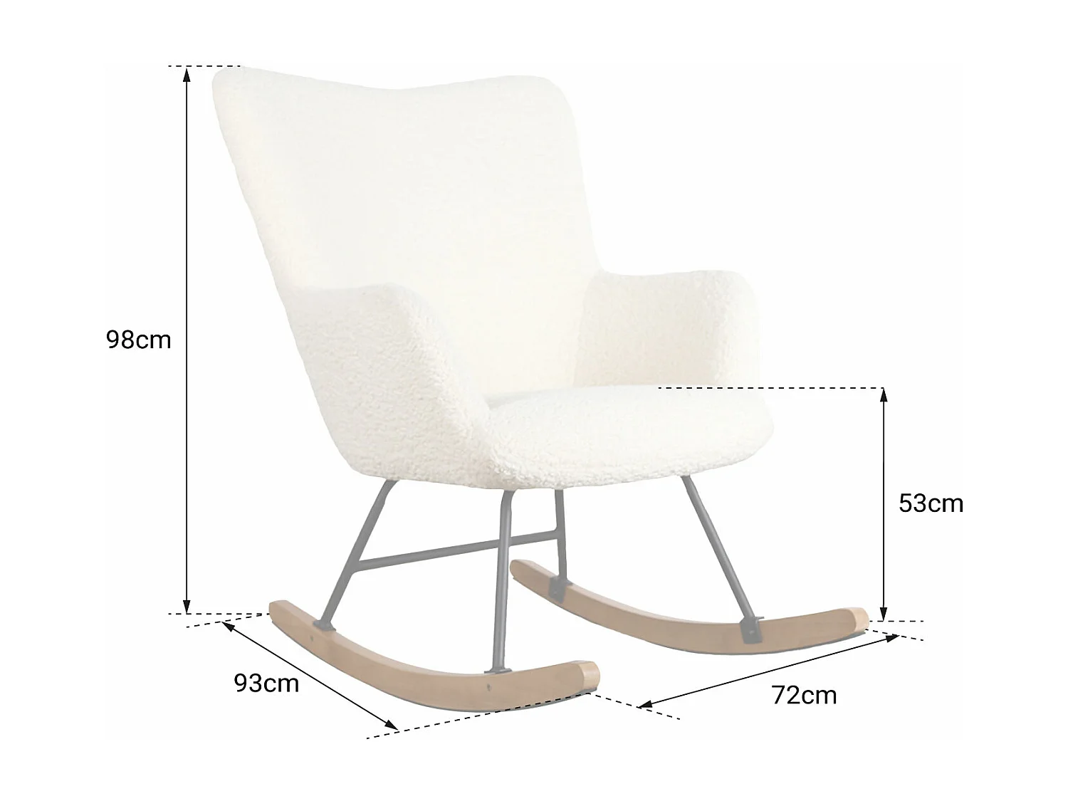 Schommelstoel in ecru badstof KAIRA
