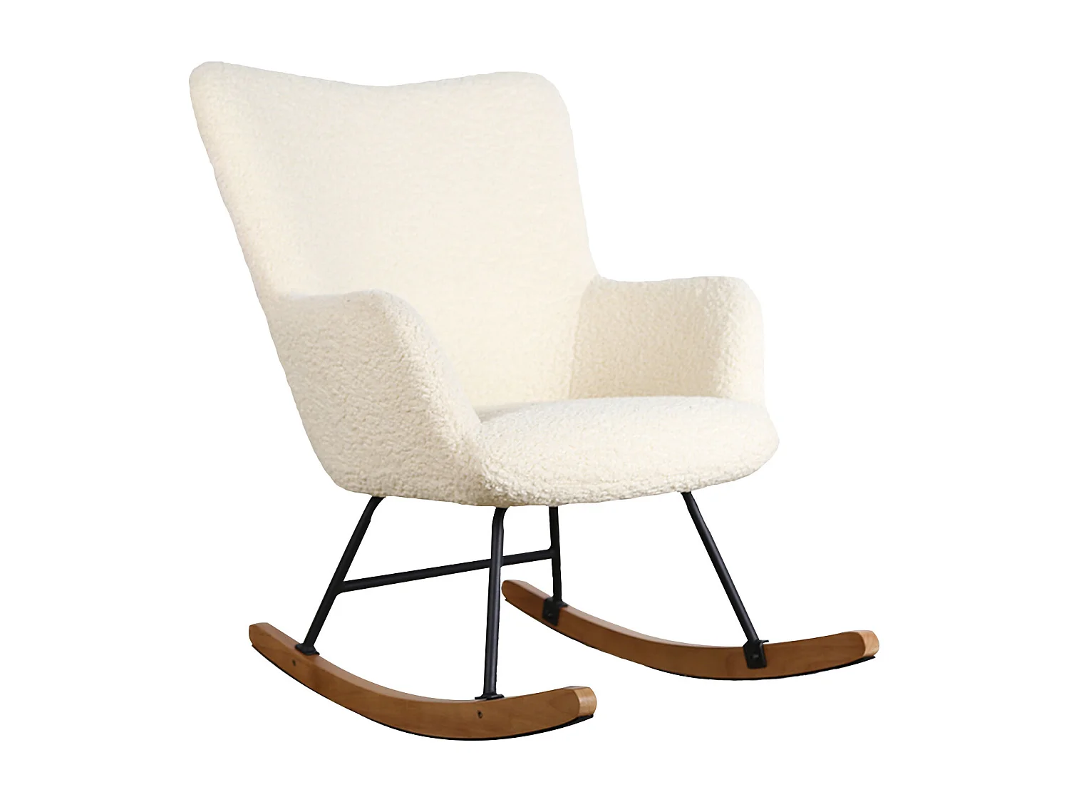 Fauteuil à bascule en tissu bouclette écru KAIRA - HAPPY GARDEN