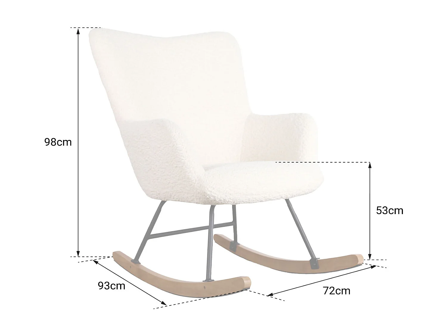 Fauteuil à bascule en tissu bouclette écru KAIRA - HAPPY GARDEN