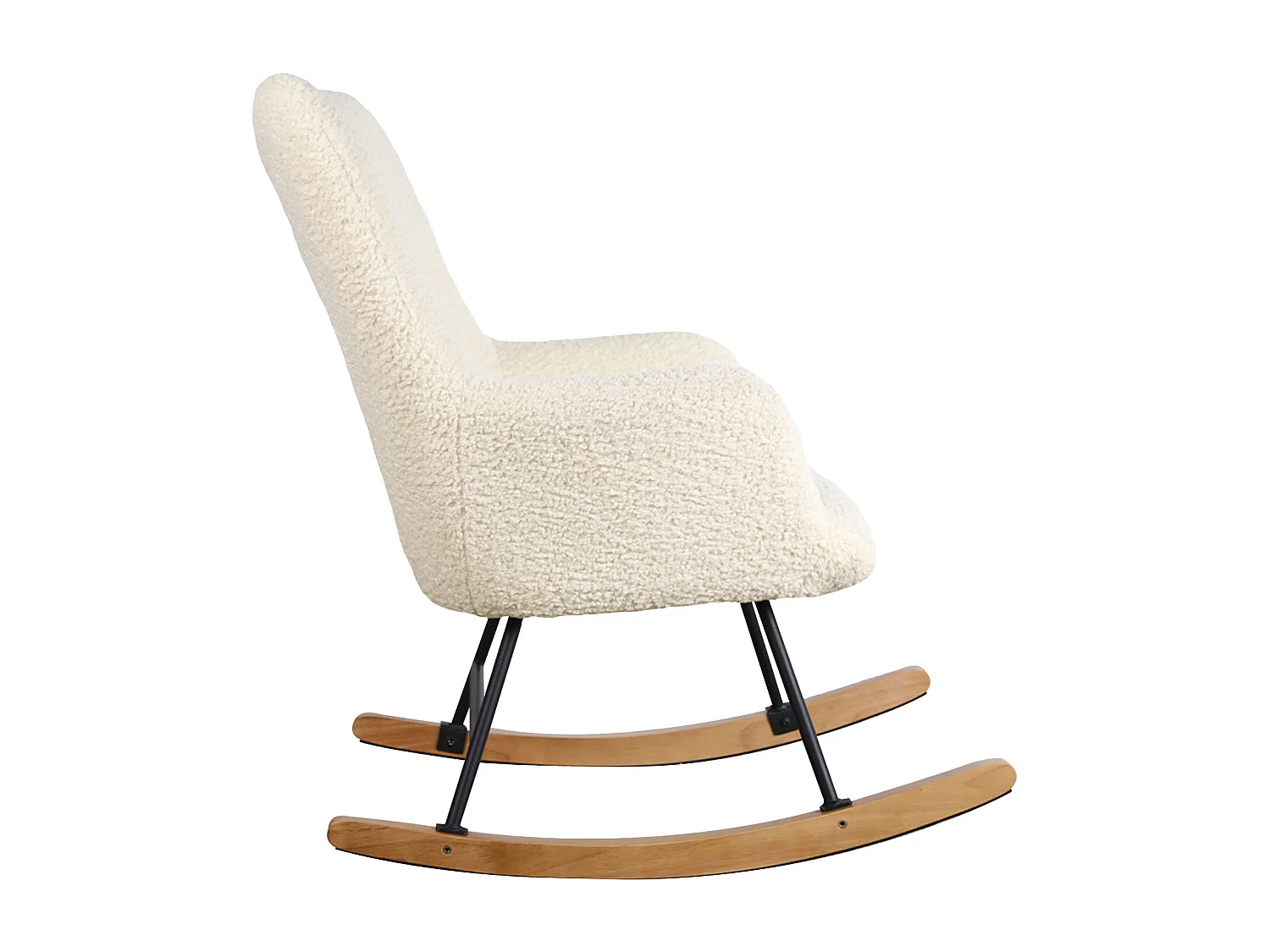 Fauteuil à bascule en tissu bouclette écru KAIRA - HAPPY GARDEN