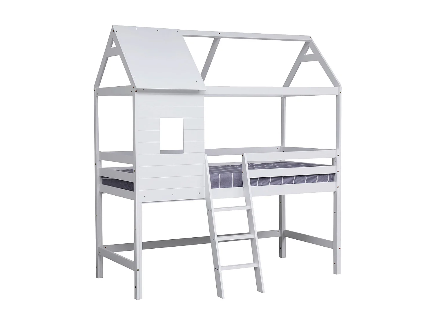 Lit cabane mezzanine pour enfant 190x90cm blanc MARGOT - HAPPY GARDEN