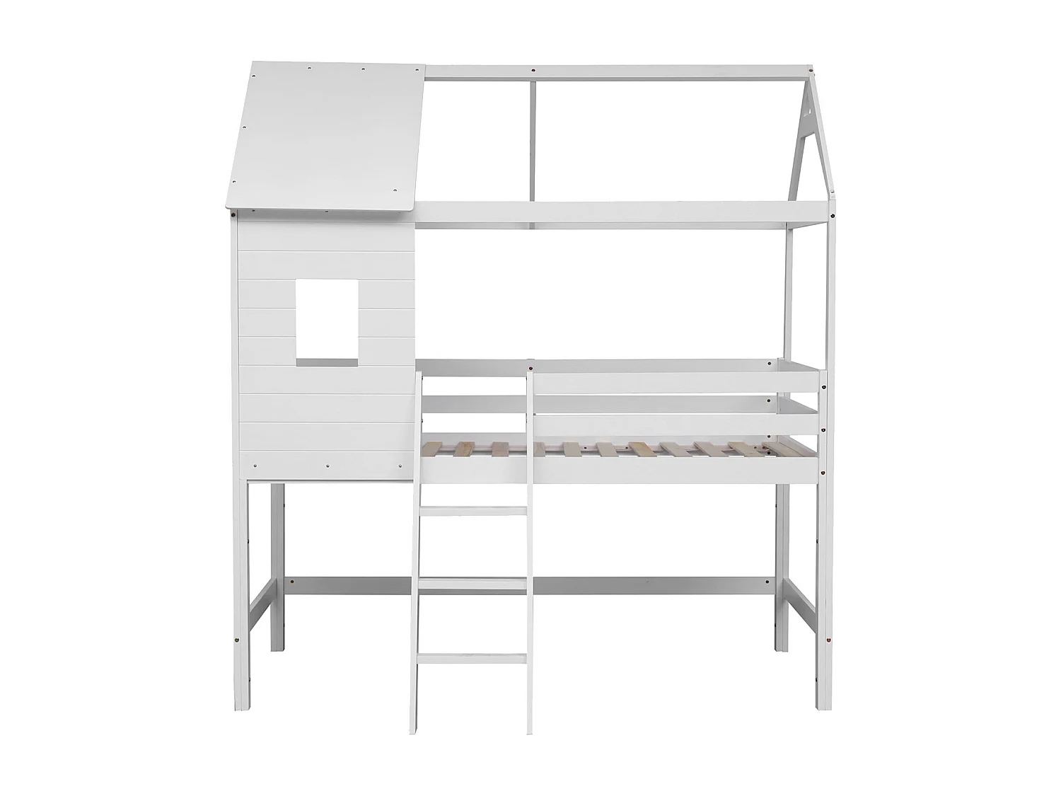 Lit cabane mezzanine pour enfant 190x90cm blanc MARGOT - HAPPY GARDEN