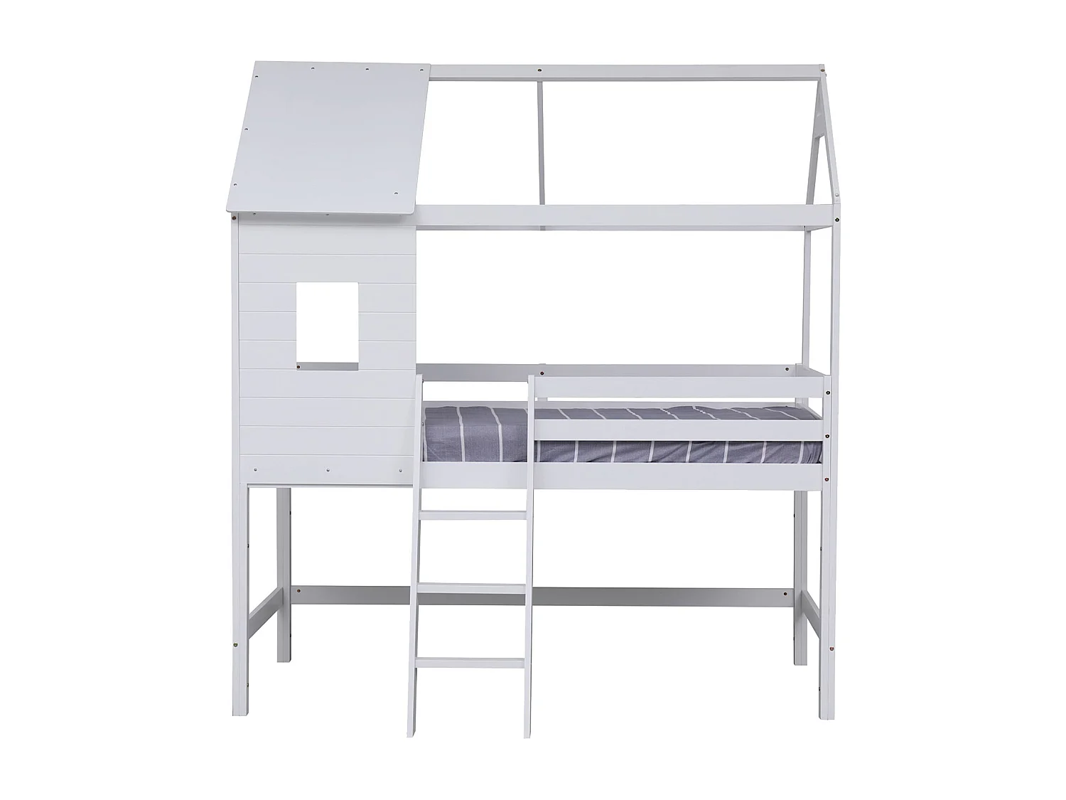 Lit cabane mezzanine pour enfant 190x90cm blanc MARGOT - HAPPY GARDEN