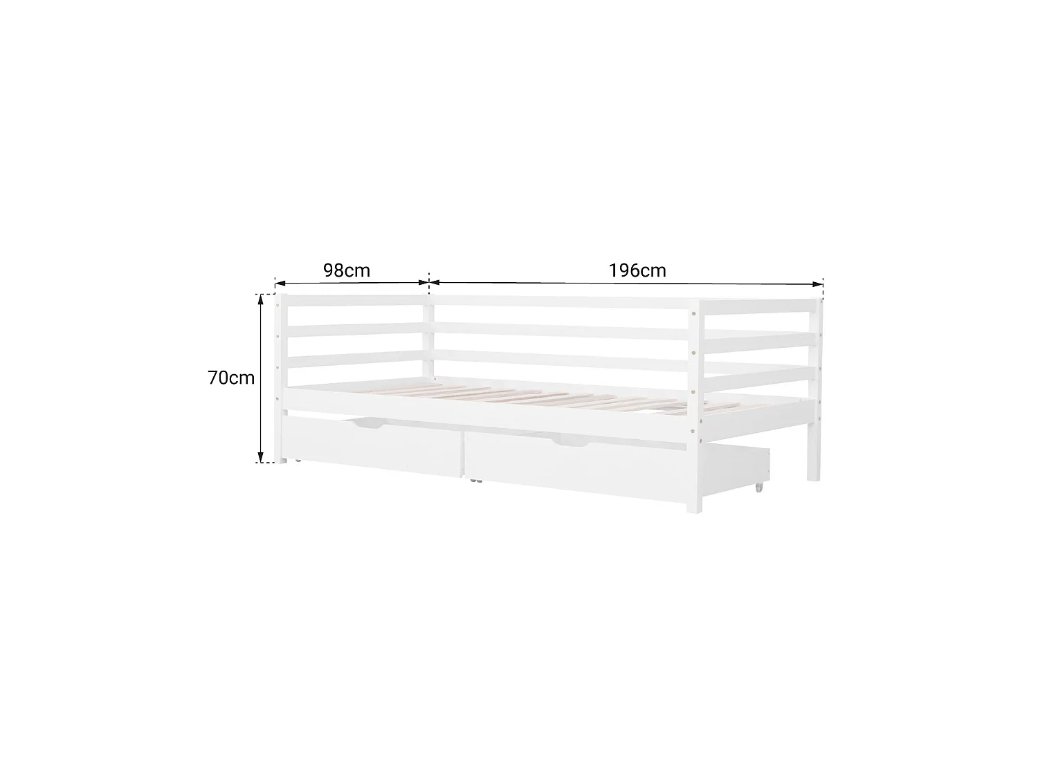 Bankbett für Kinder 190x90cm mit Schubladen JULES