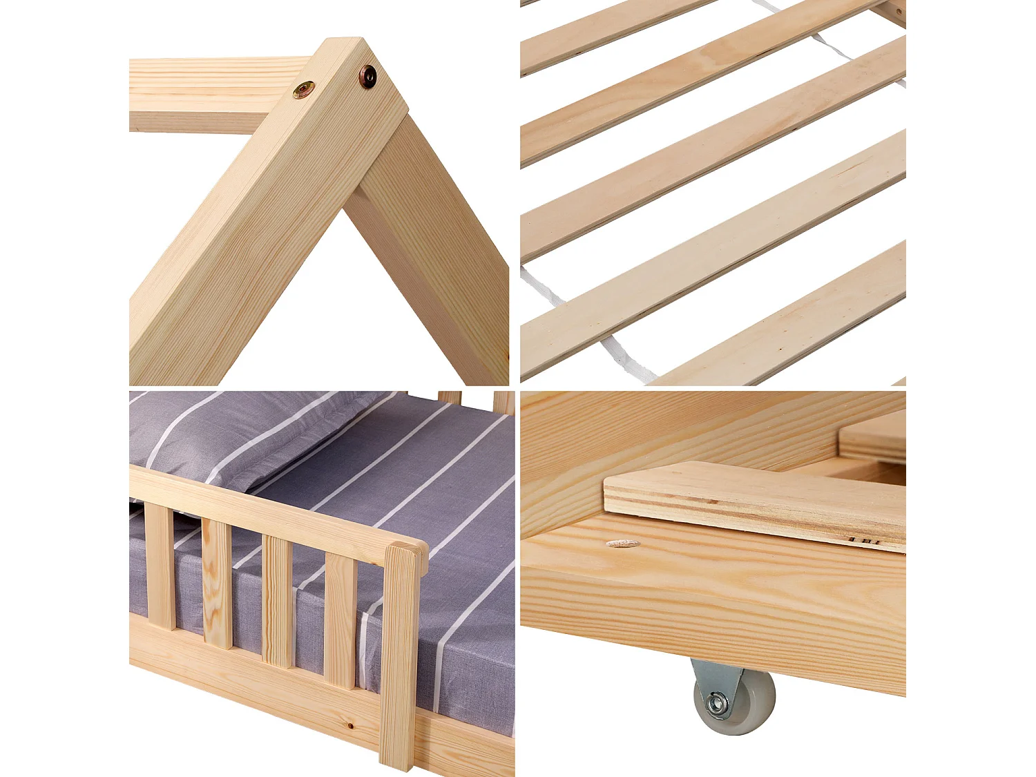 Lit cabane gigogne pour enfant 190x90cm en bois MARCEAU - HAPPY GARDEN