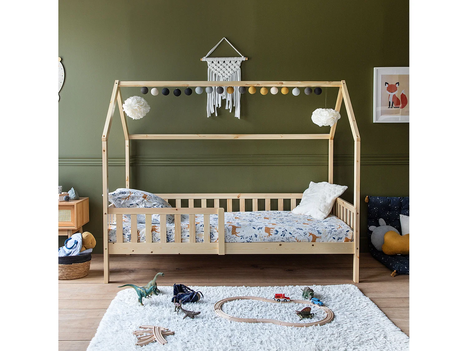Lit cabane pour enfant 190x90cm en bois MARCEAU - HAPPY GARDEN