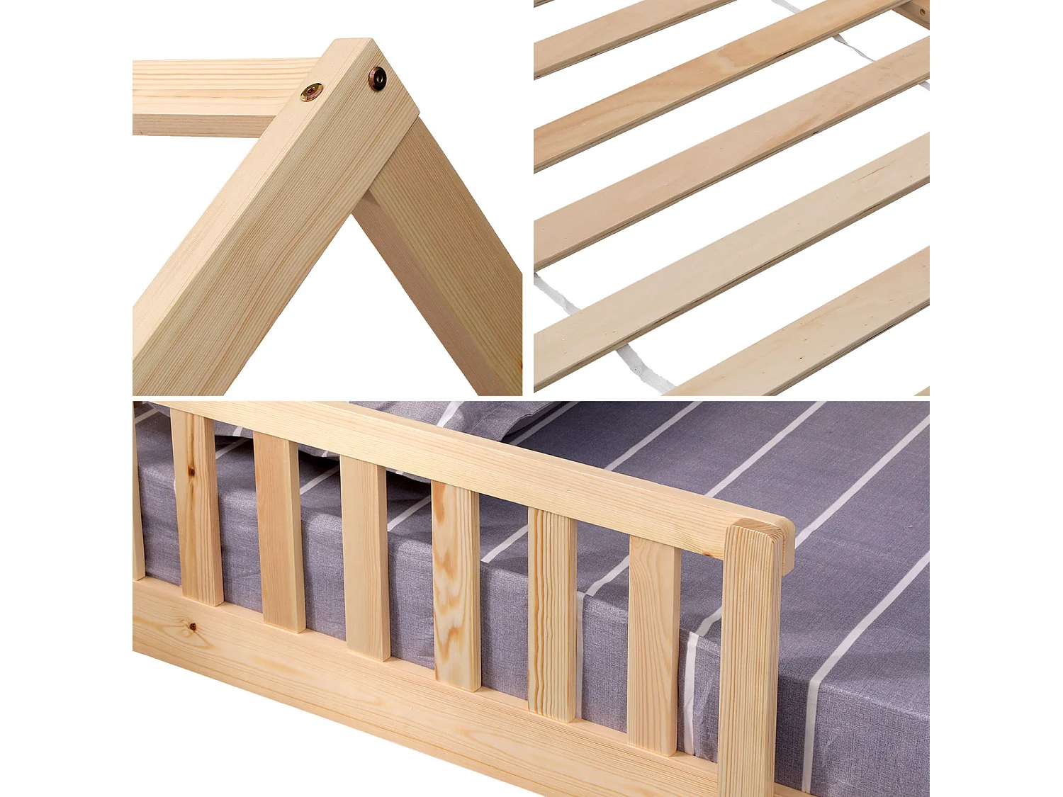 Lit cabane pour enfant 190x90cm en bois MARCEAU - HAPPY GARDEN