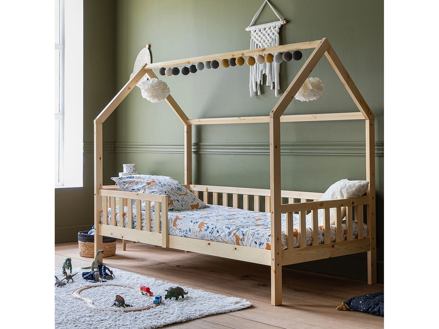 Lit cabane pour enfant 190x90cm en bois MARCEAU - HAPPY GARDEN