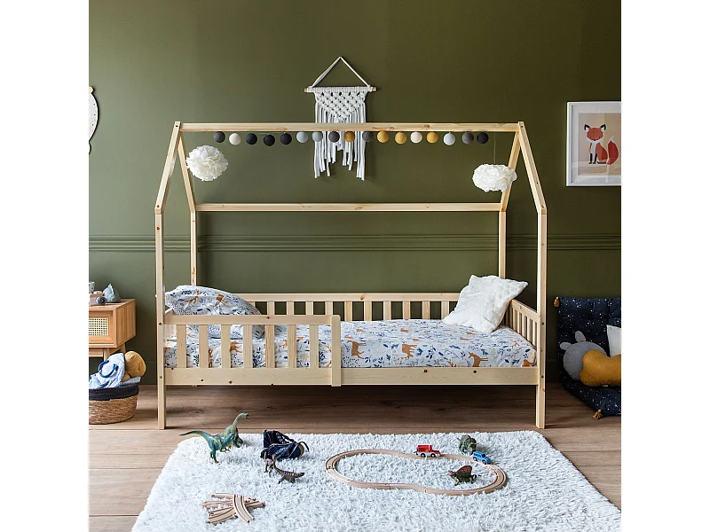 Lit cabane pour enfant 190x90cm en bois MARCEAU - HAPPY GARDEN