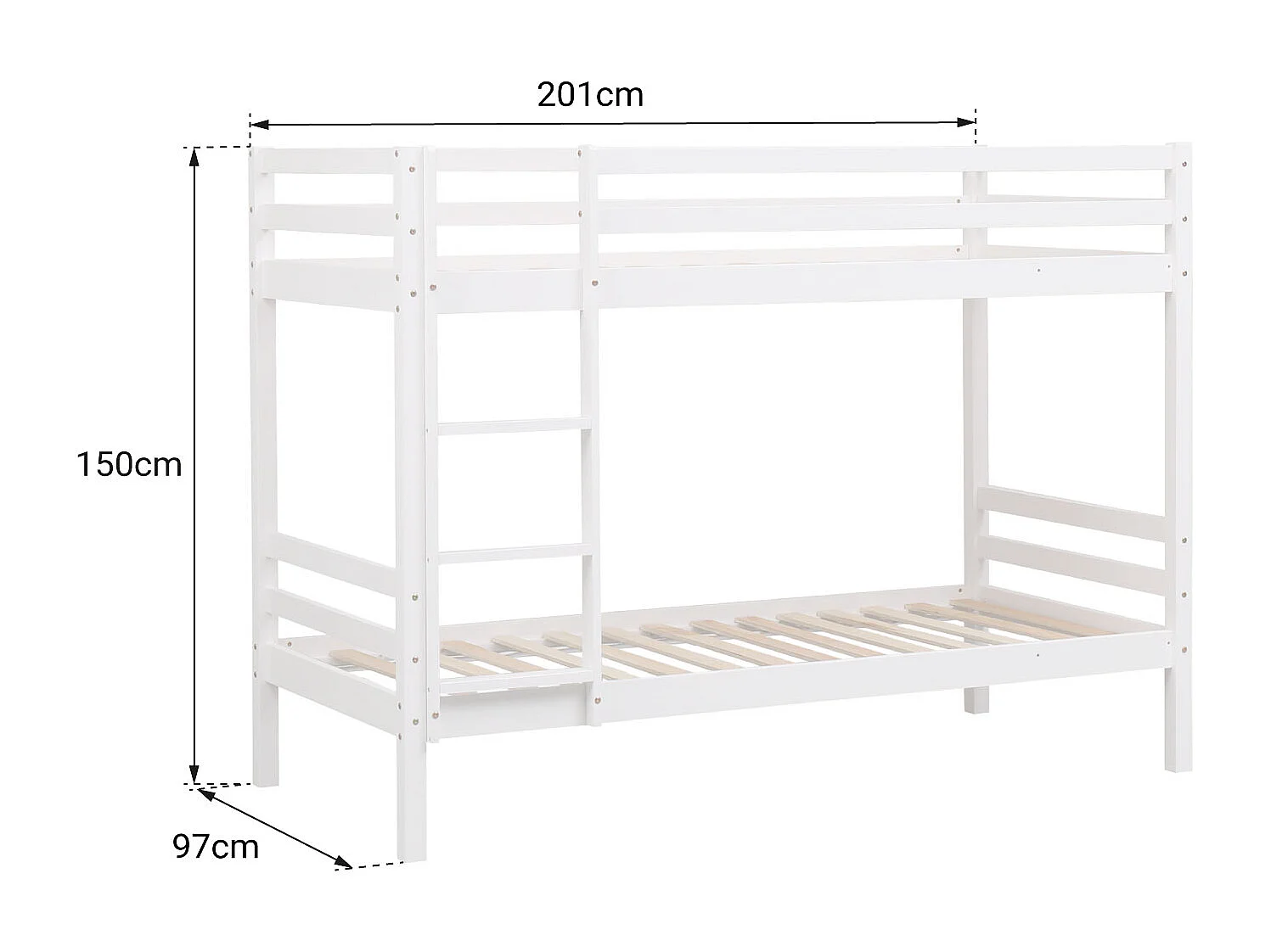 Lits superposés pour enfants 190x90cm blanc AMBRE - HAPPY GARDEN