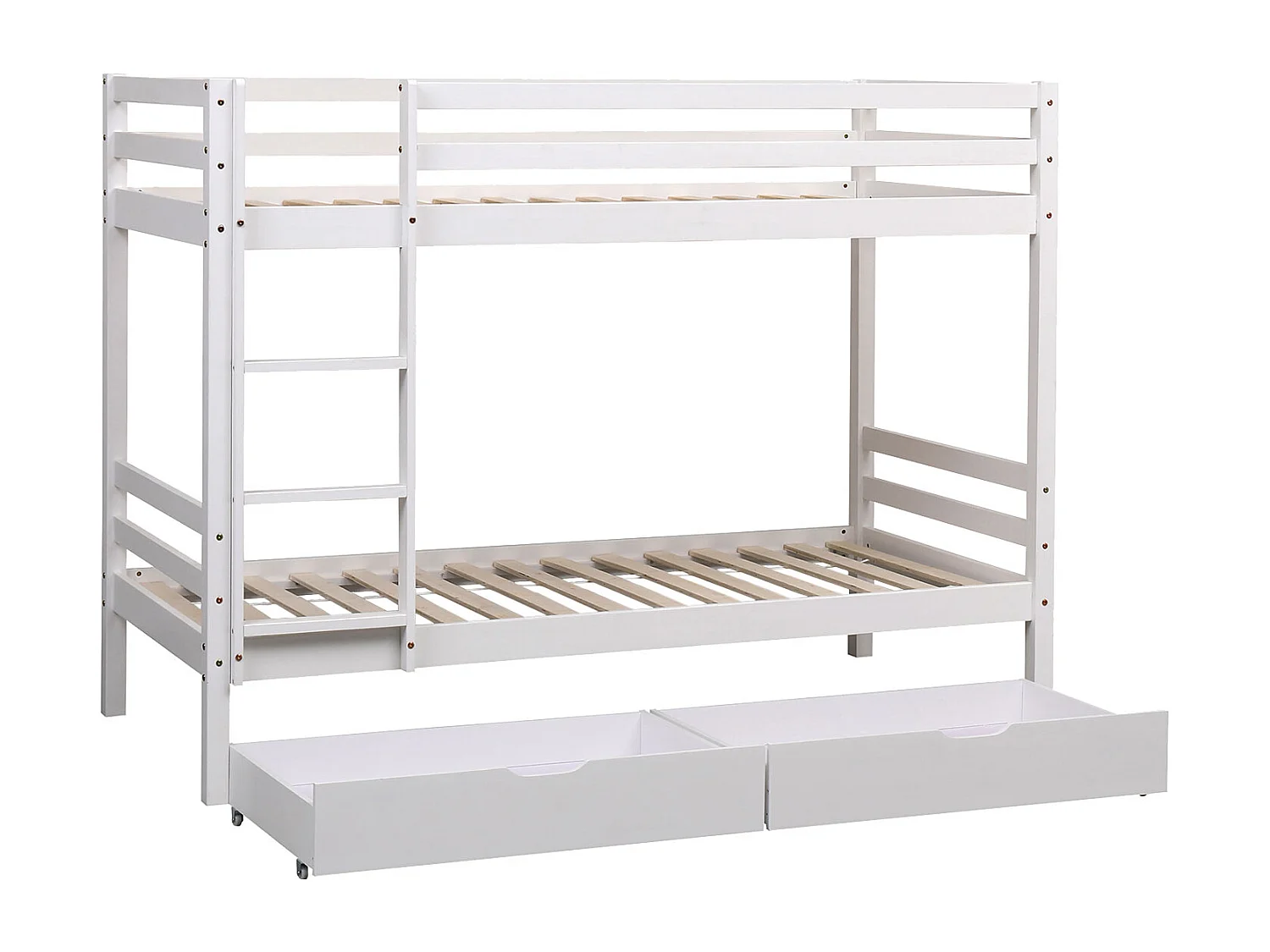 Lits superposés pour enfants 190x90cm blanc avec tiroirs AMBRE - HAPPY GARDEN