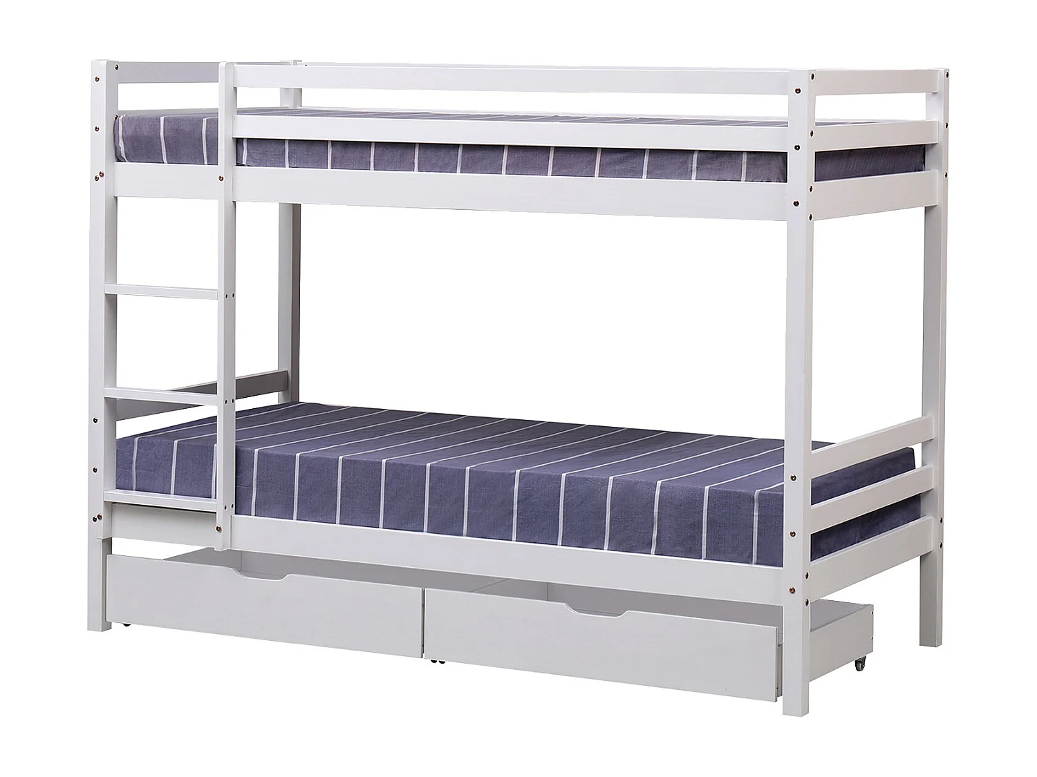 Lits superposés pour enfants 190x90cm blanc avec tiroirs AMBRE - HAPPY GARDEN