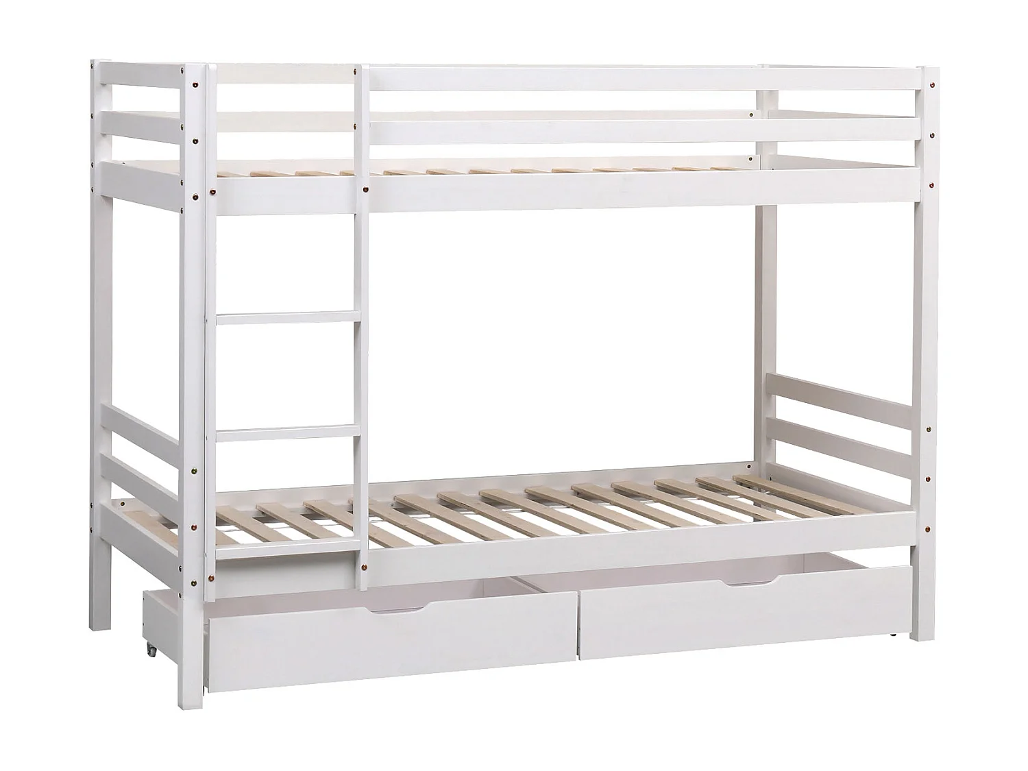 Lits superposés pour enfants 190x90cm blanc avec tiroirs AMBRE - HAPPY GARDEN