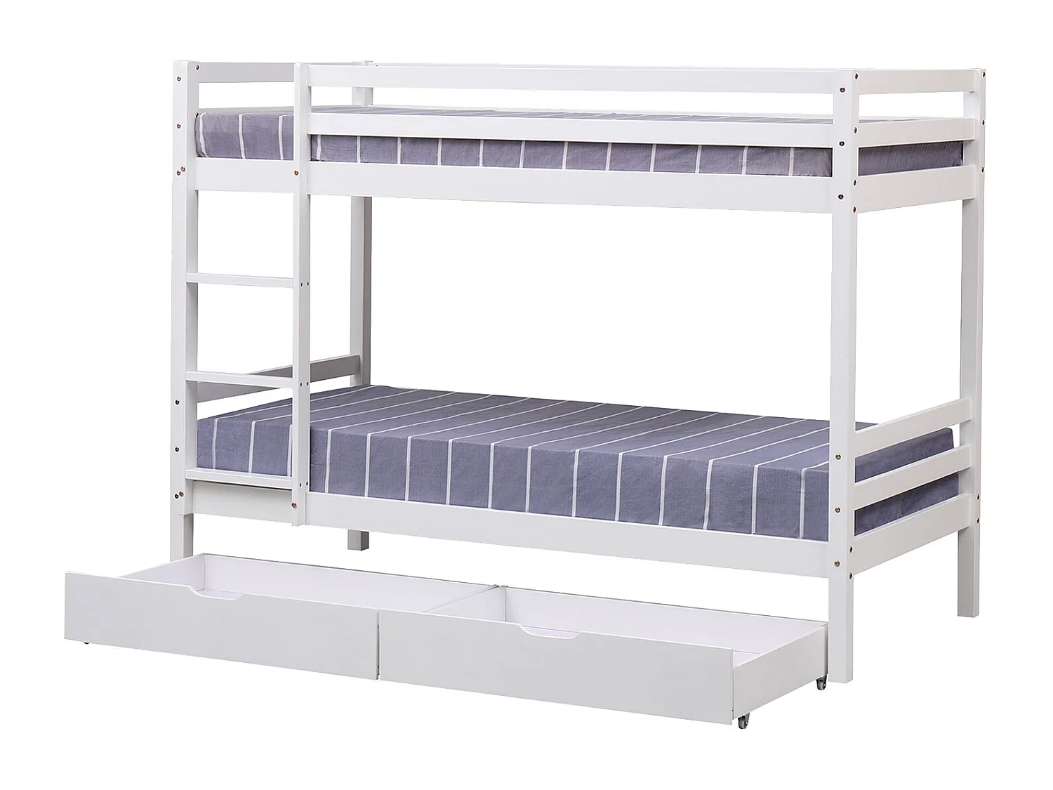 Lits superposés pour enfants 190x90cm blanc avec tiroirs AMBRE - HAPPY GARDEN