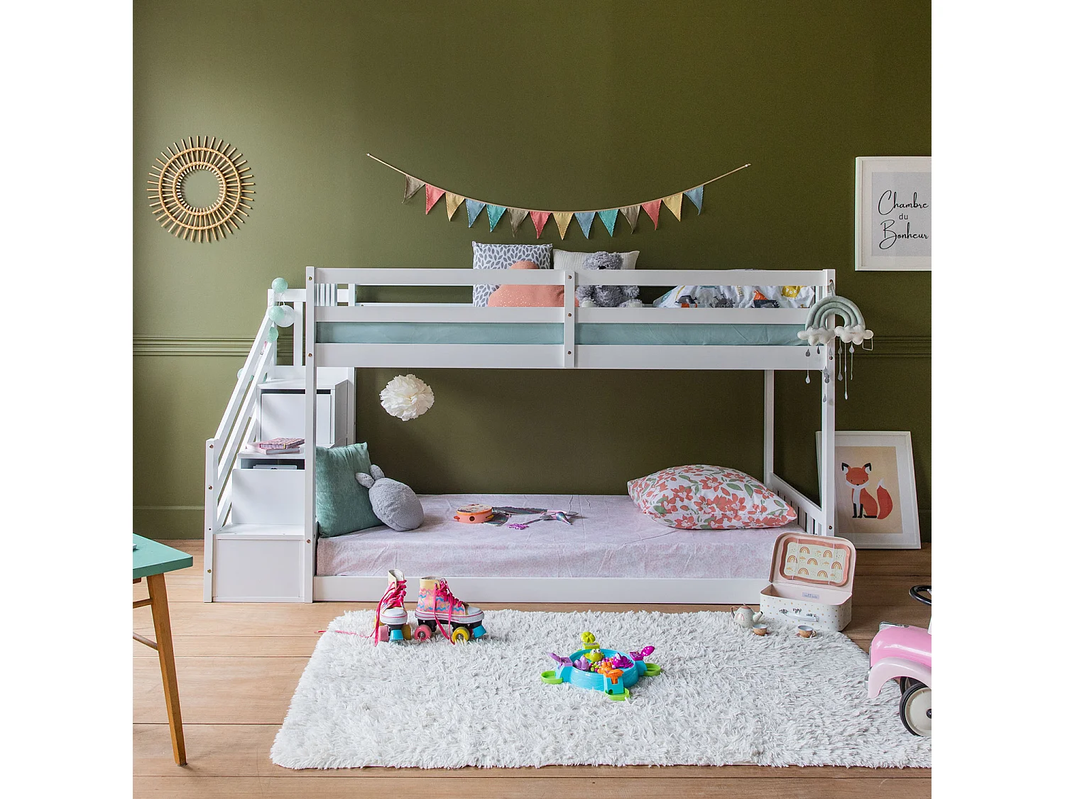 Kinderstapelbed 190x90cm wit CELESTINE