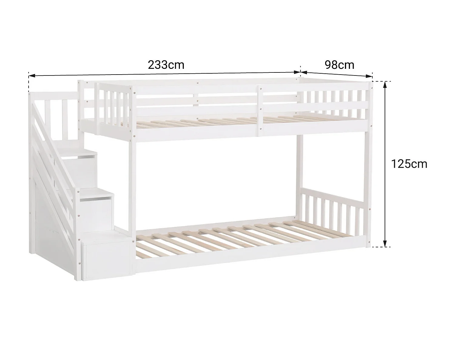 Kinderstapelbed 190x90cm wit CELESTINE