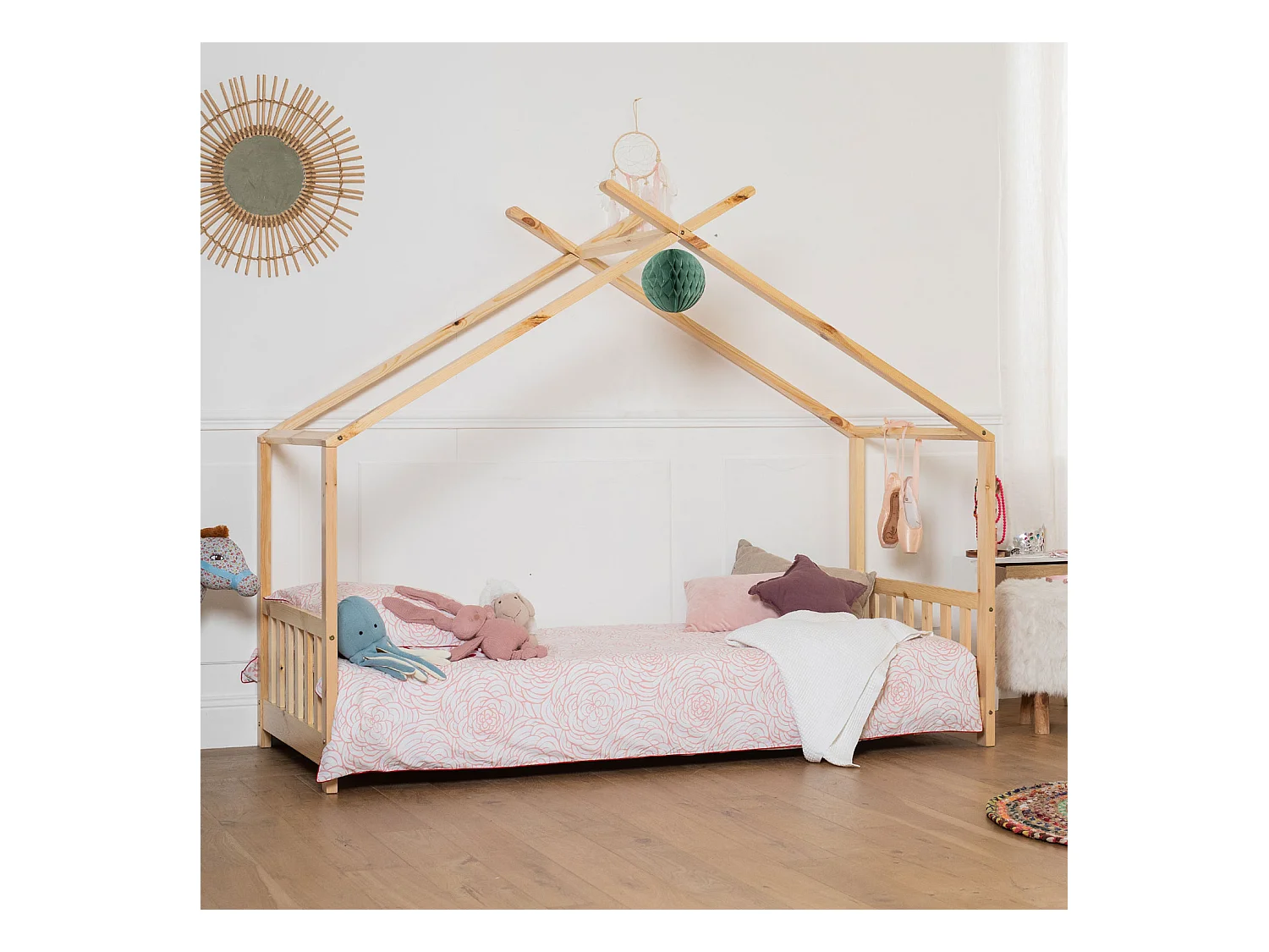 Lit cabane pour enfant 190x90cm en bois GASPARD - HAPPY GARDEN