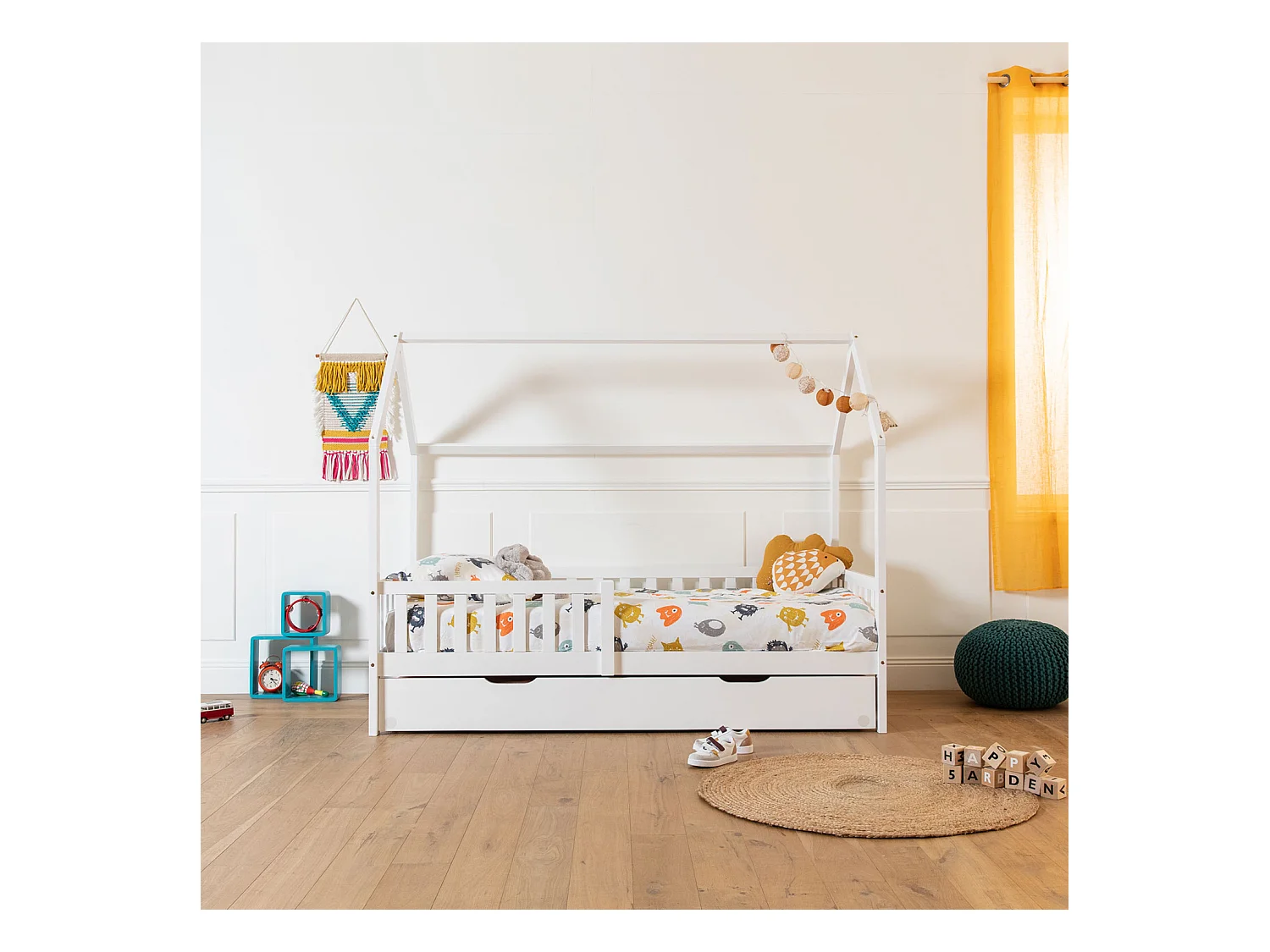 Cama cabaña nido para niños 190x90cm blanca MARCEAU