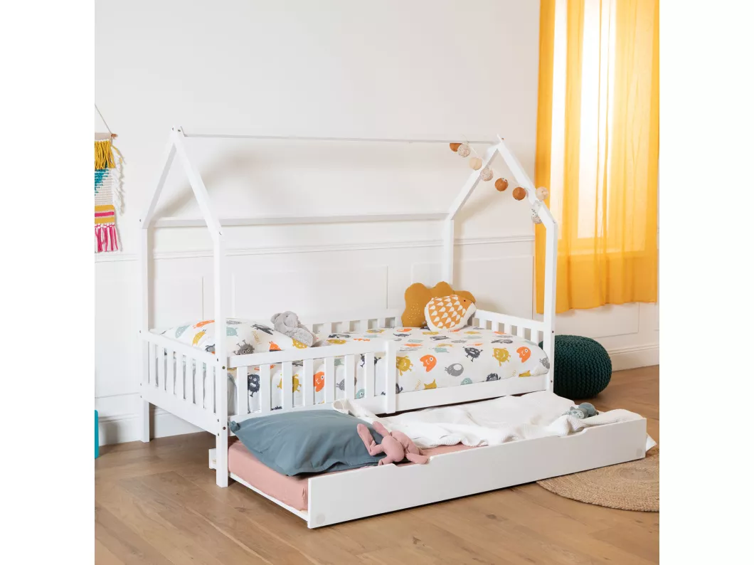 Kauf Unique Ausziehbares Hüttenbett für Kinder 190x90cm weiß MARCEAU