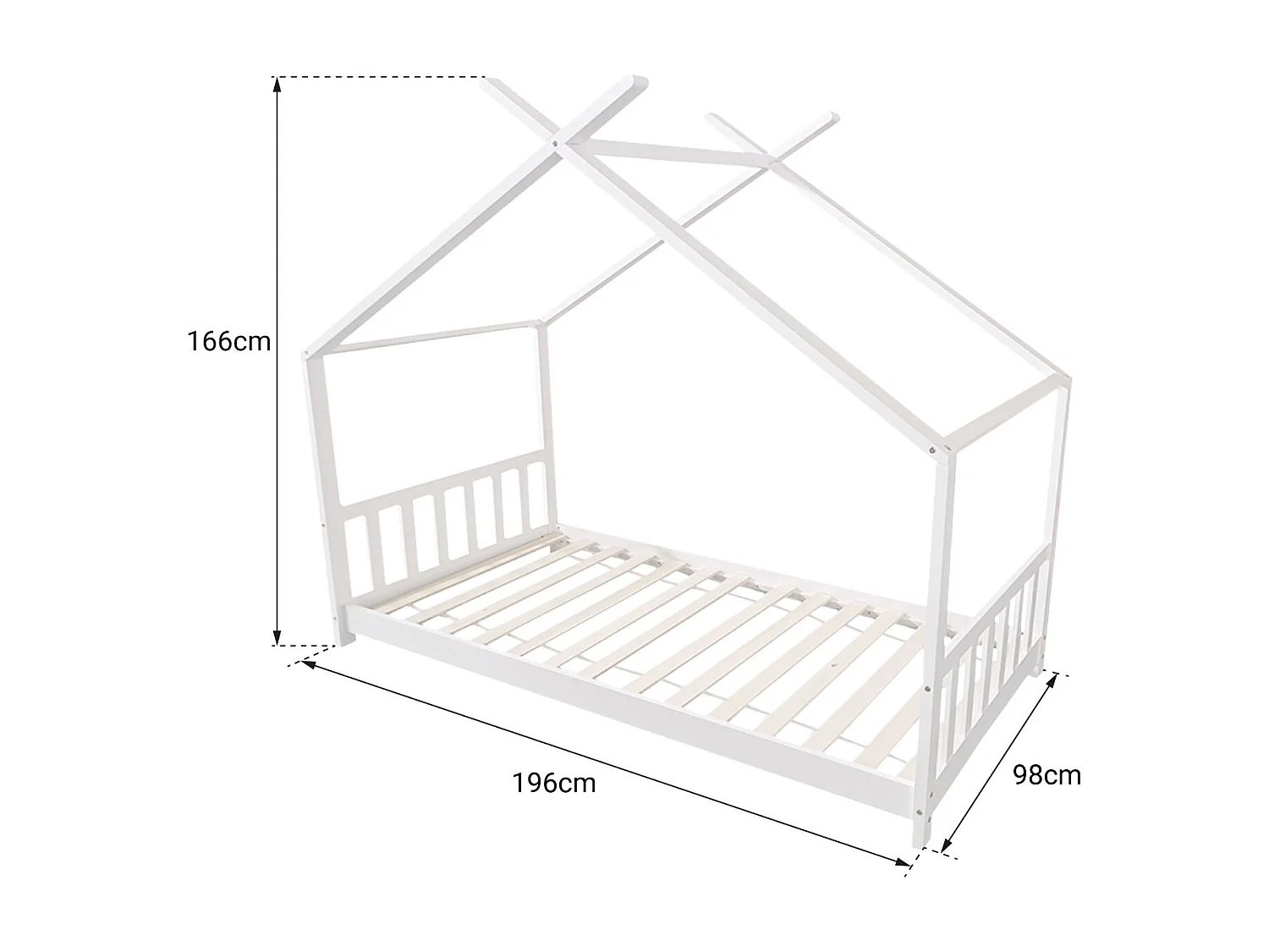 Lit cabane pour enfant 190x90cm blanc GASPARD - HAPPY GARDEN