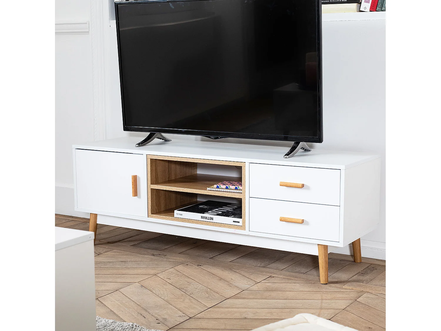 Meuble TV ROSS blanc - HAPPY GARDEN