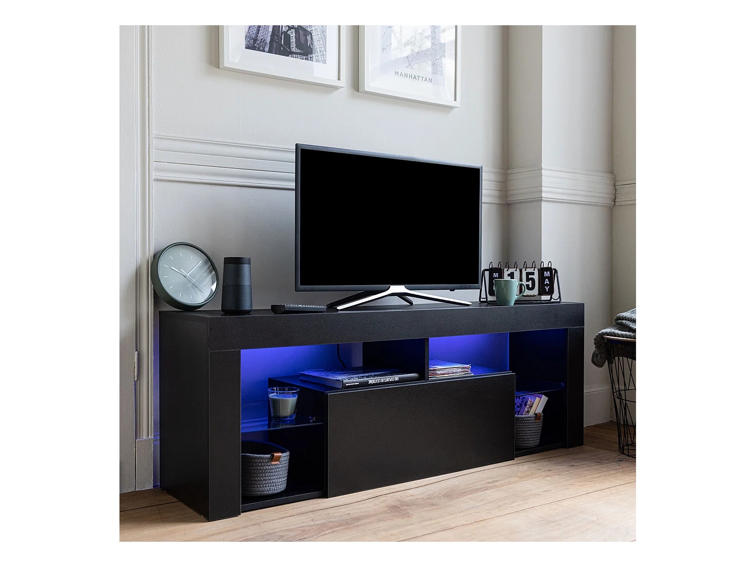 TV-meubel 140cm zwart met LED DARYL