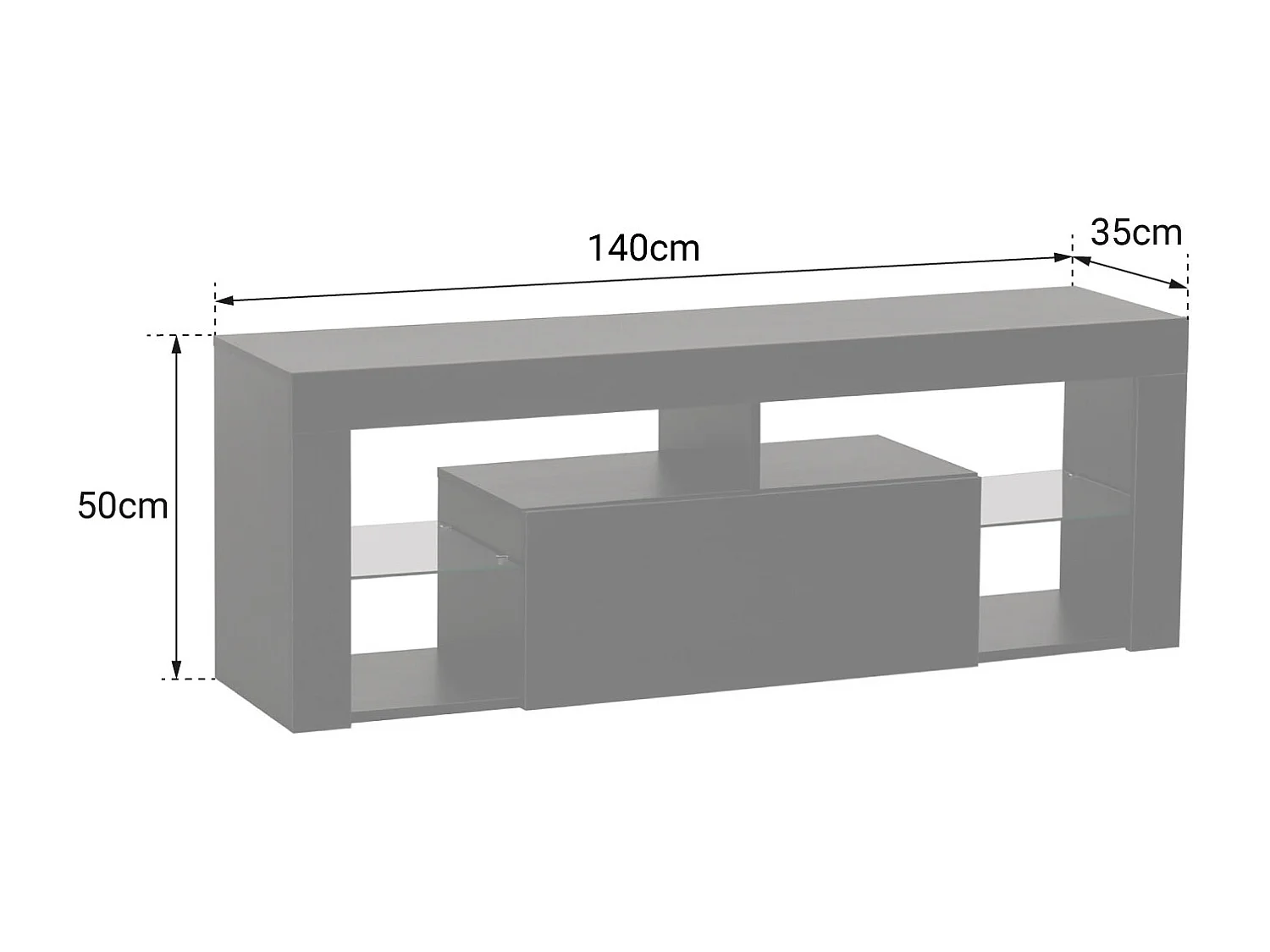 TV-meubel 140cm zwart met LED DARYL