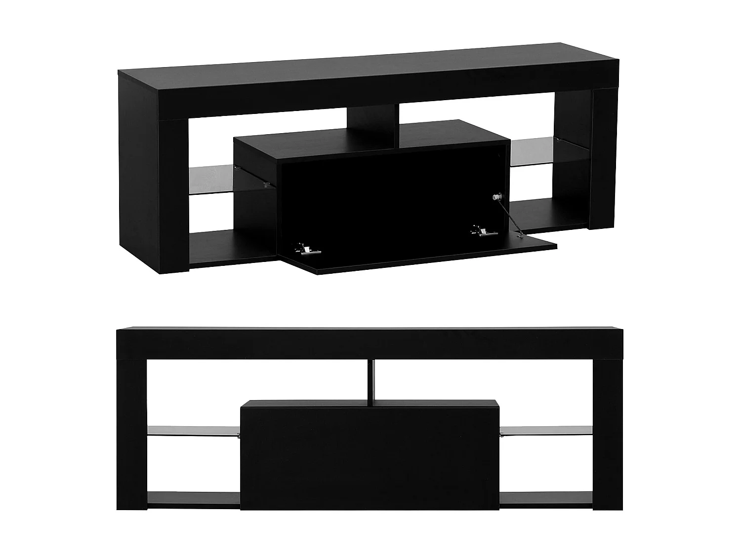 Meuble TV 140cm noir à LED DARYL - HAPPY GARDEN