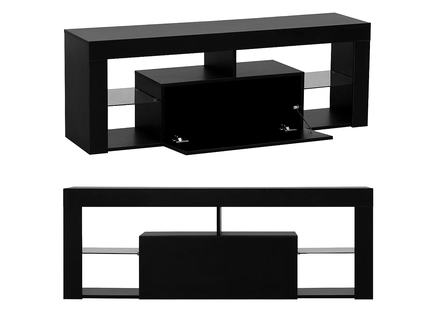 Meuble TV 140cm noir à LED DARYL - HAPPY GARDEN