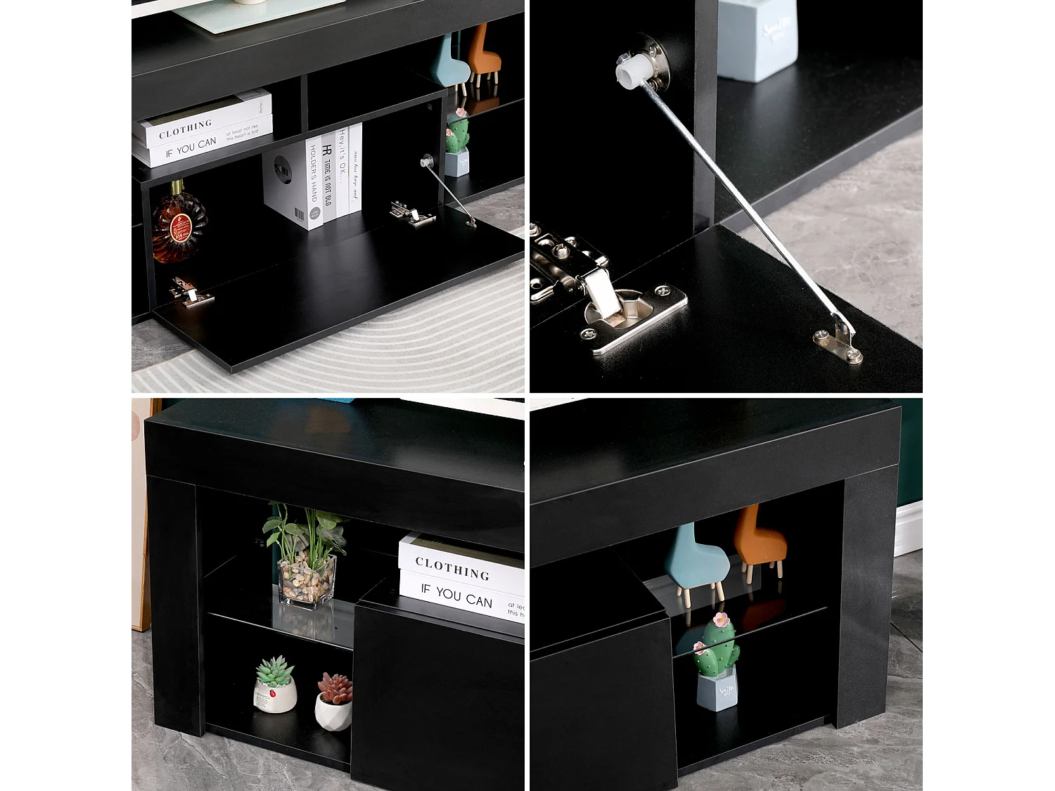 Meuble TV 140cm noir à LED DARYL - HAPPY GARDEN