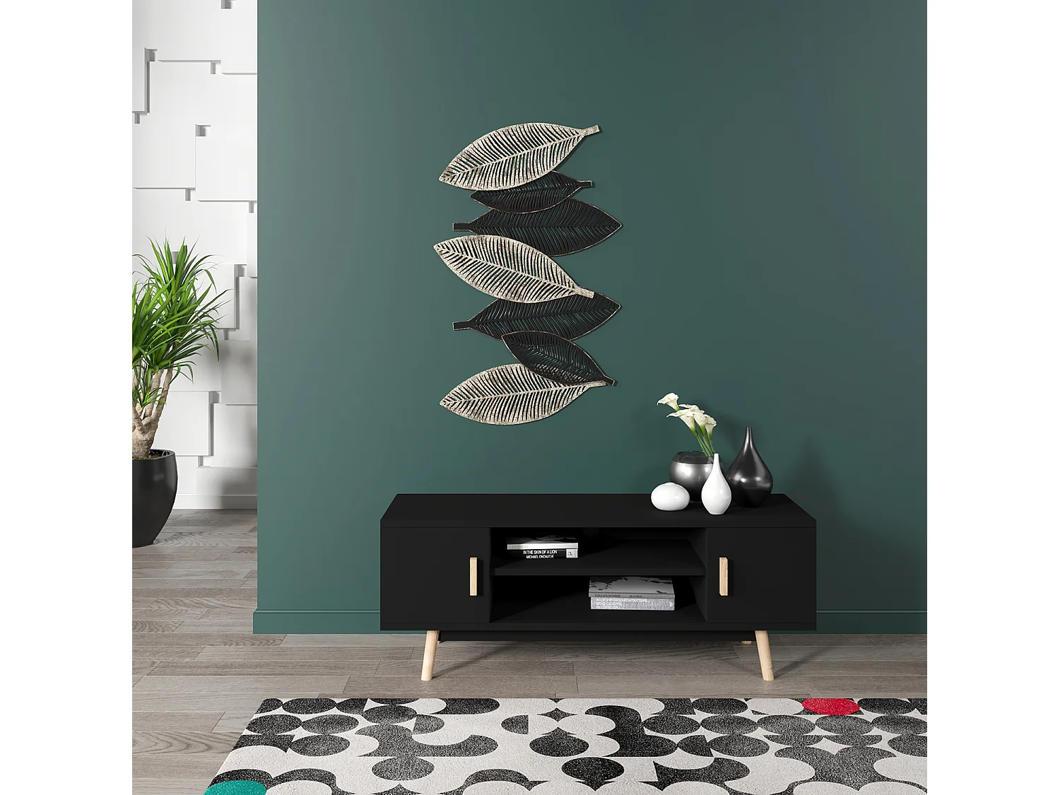 Meuble TV JOEY noir - HAPPY GARDEN