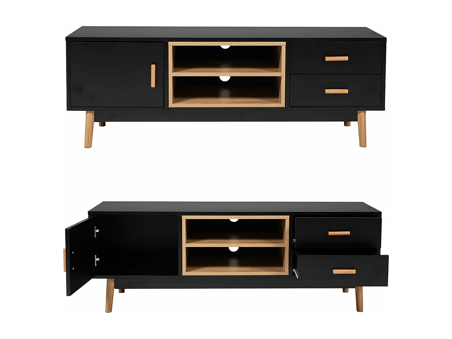 Meuble TV ROSS noir - HAPPY GARDEN