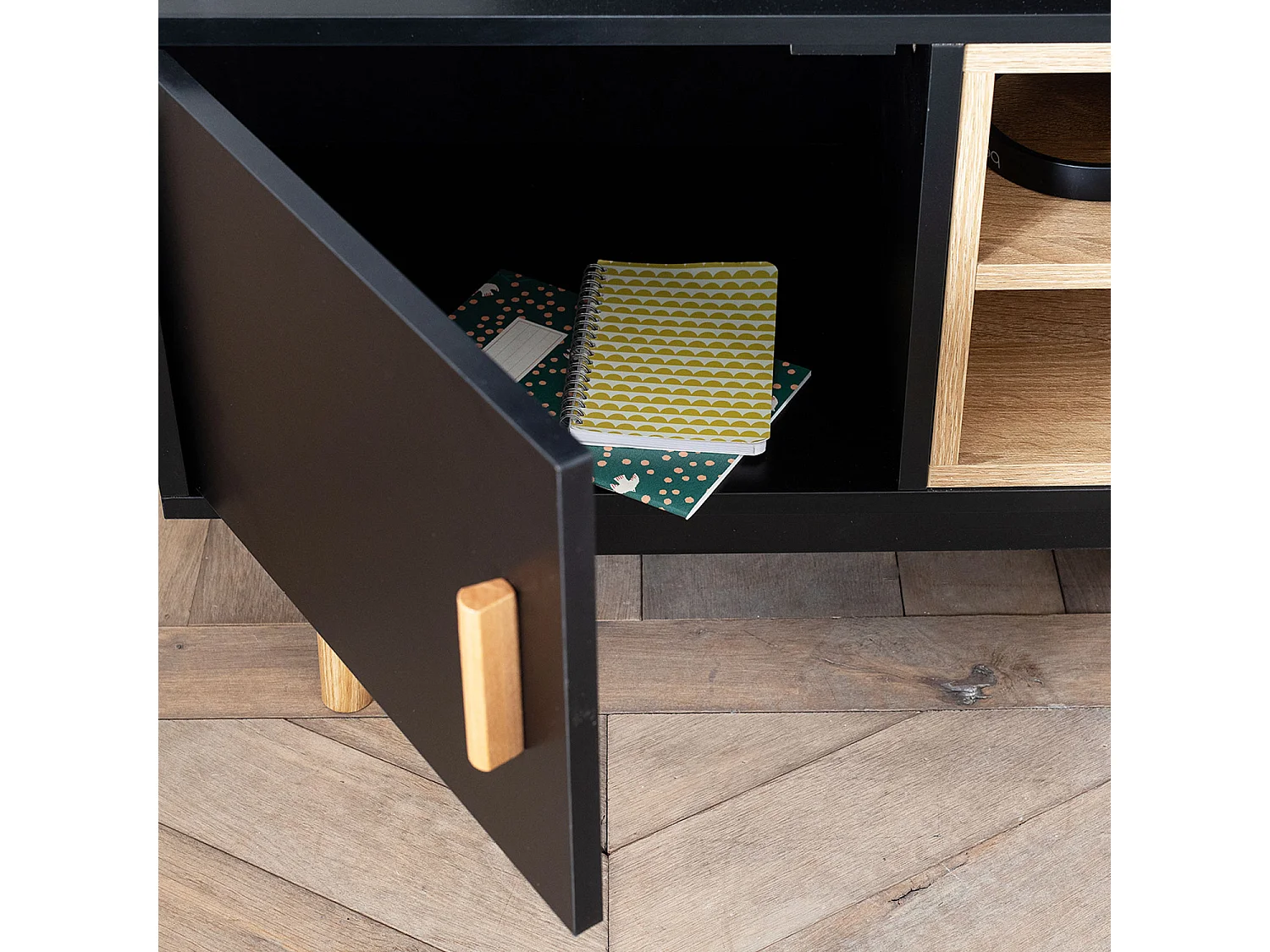 Meuble TV ROSS noir - HAPPY GARDEN