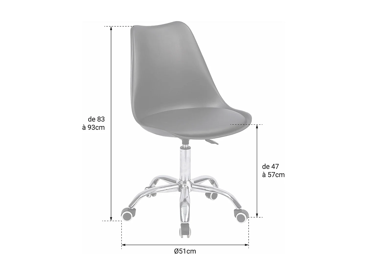 Sedia da ufficio regolabile in altezza ANNE grigio