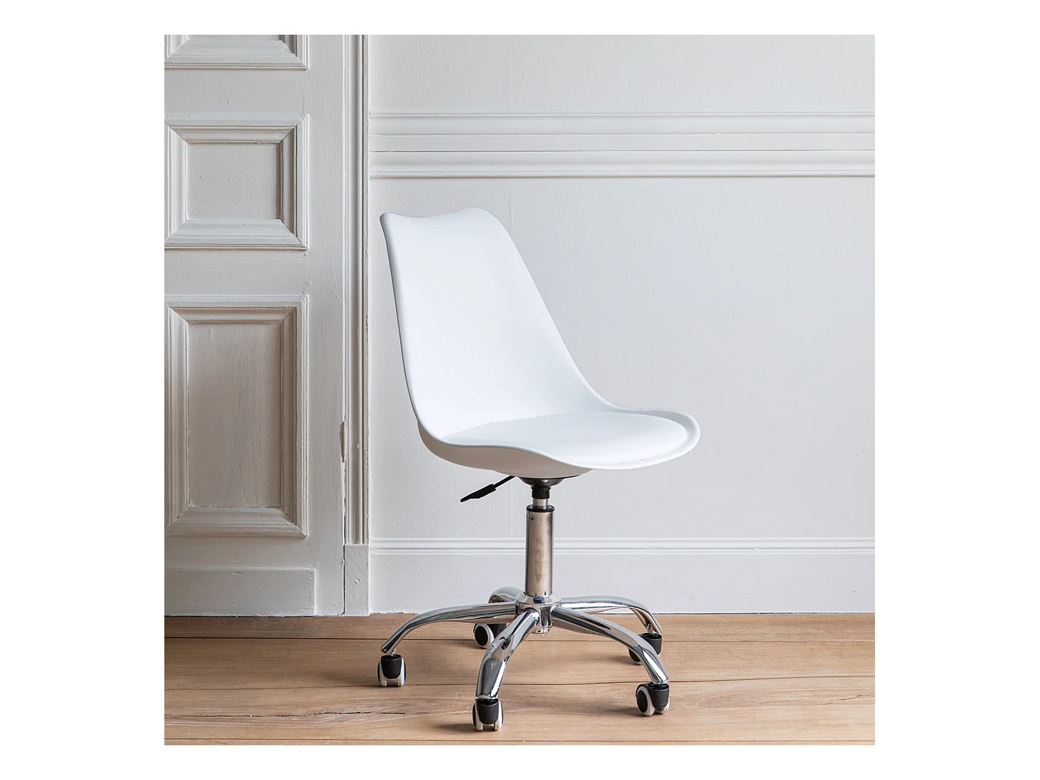 Chaise de bureau réglable en hauteur blanche ANNE - HAPPY GARDEN