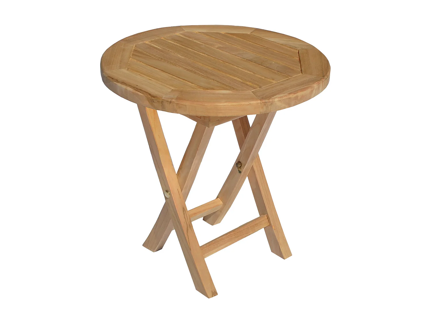 Table d'appoint ronde en teck 50cm LOMBOK - HAPPY GARDEN