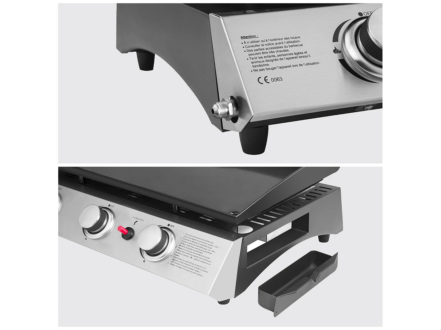 Plancha de gas SÉVILLE 3 quemadores 7,5kW - HAPPY GARDEN