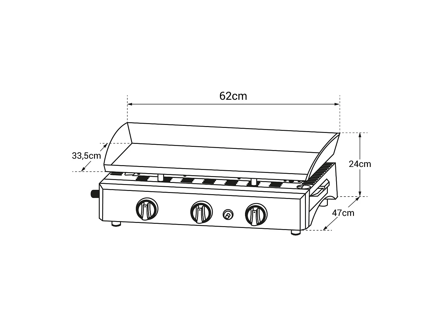 Plancha de gas SÉVILLE 3 quemadores 7,5kW - HAPPY GARDEN