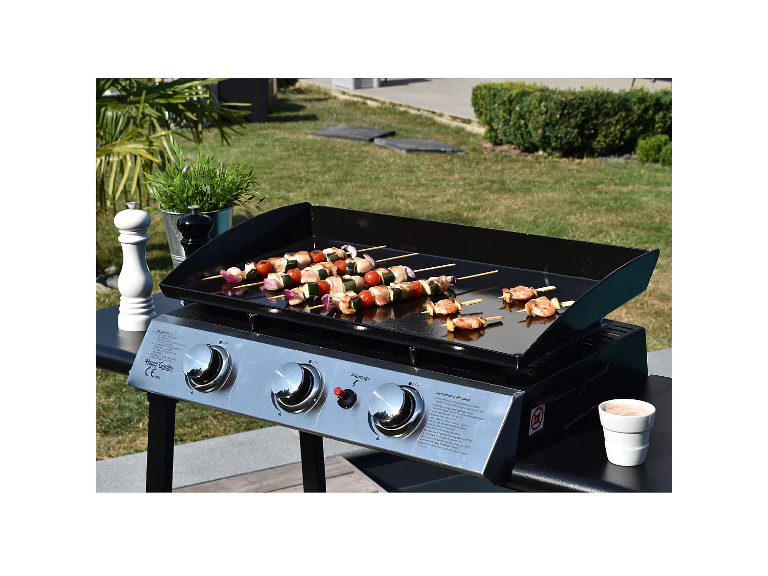 Plancha de gas SÉVILLE 3 quemadores 7,5kW - HAPPY GARDEN