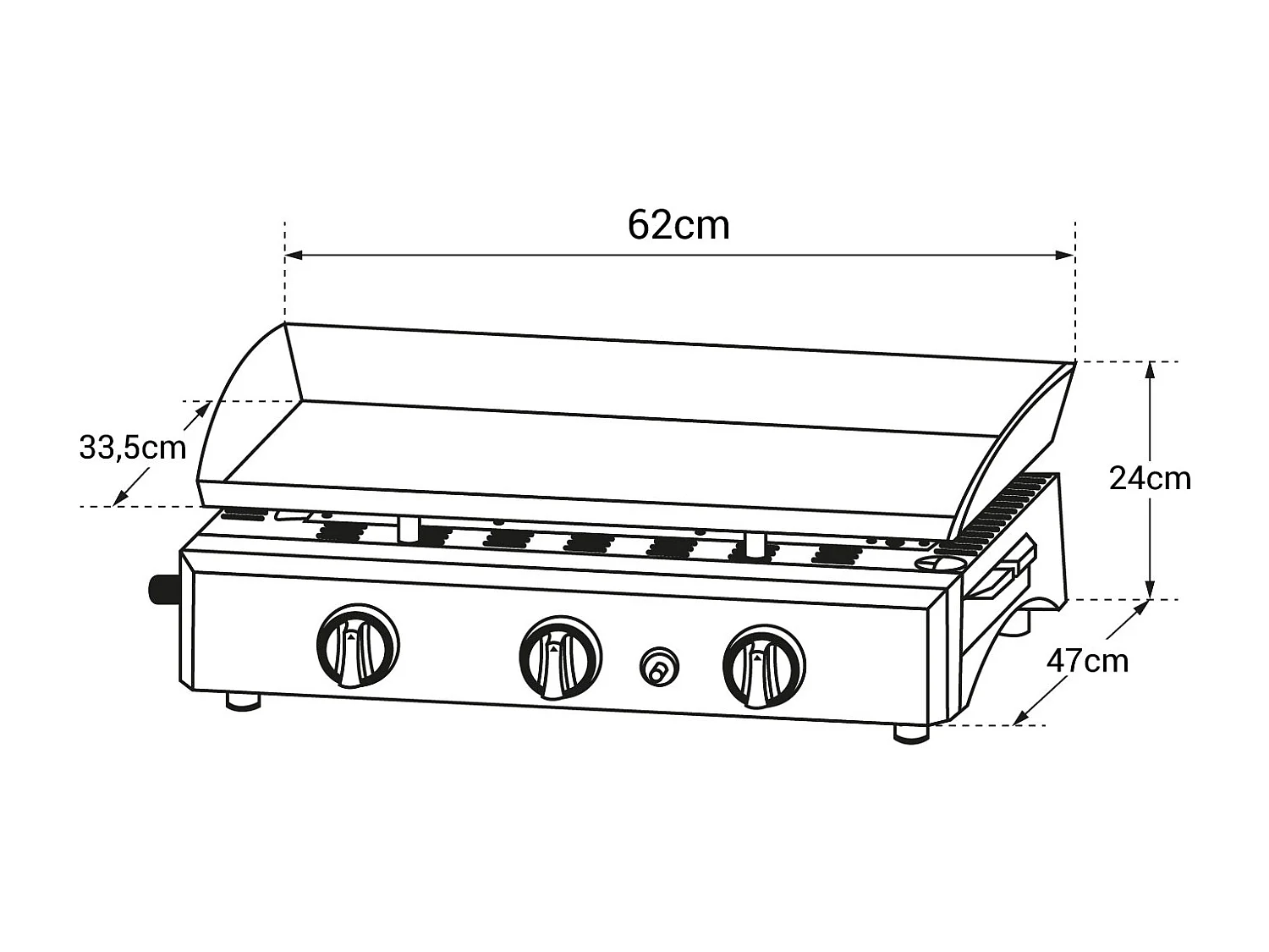 Bakplaat op gas SÉVILLE - 3 branders 7,5kW