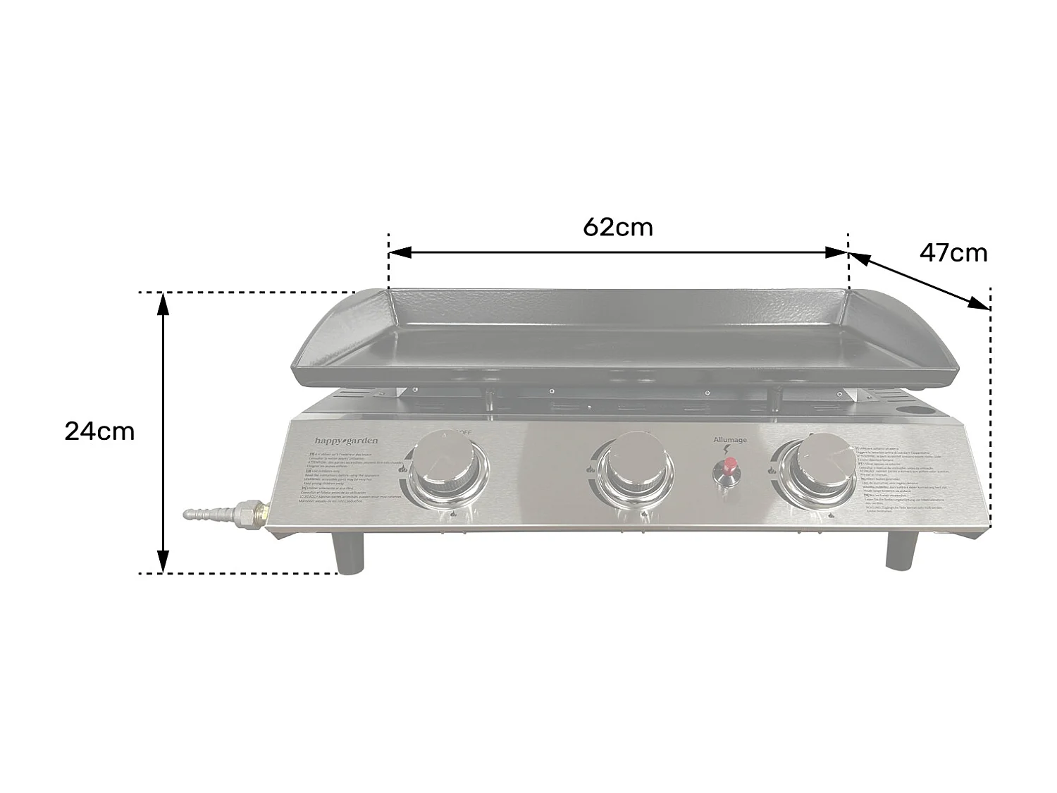 Bakplaat op gas SÉVILLE - 3 branders 7,5kW