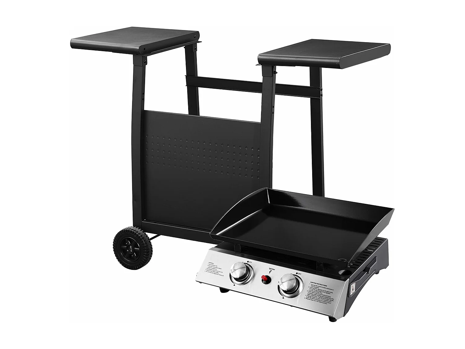 Plancha au gaz MALA - 2 brûleurs 5kW + chariot - HAPPY GARDEN