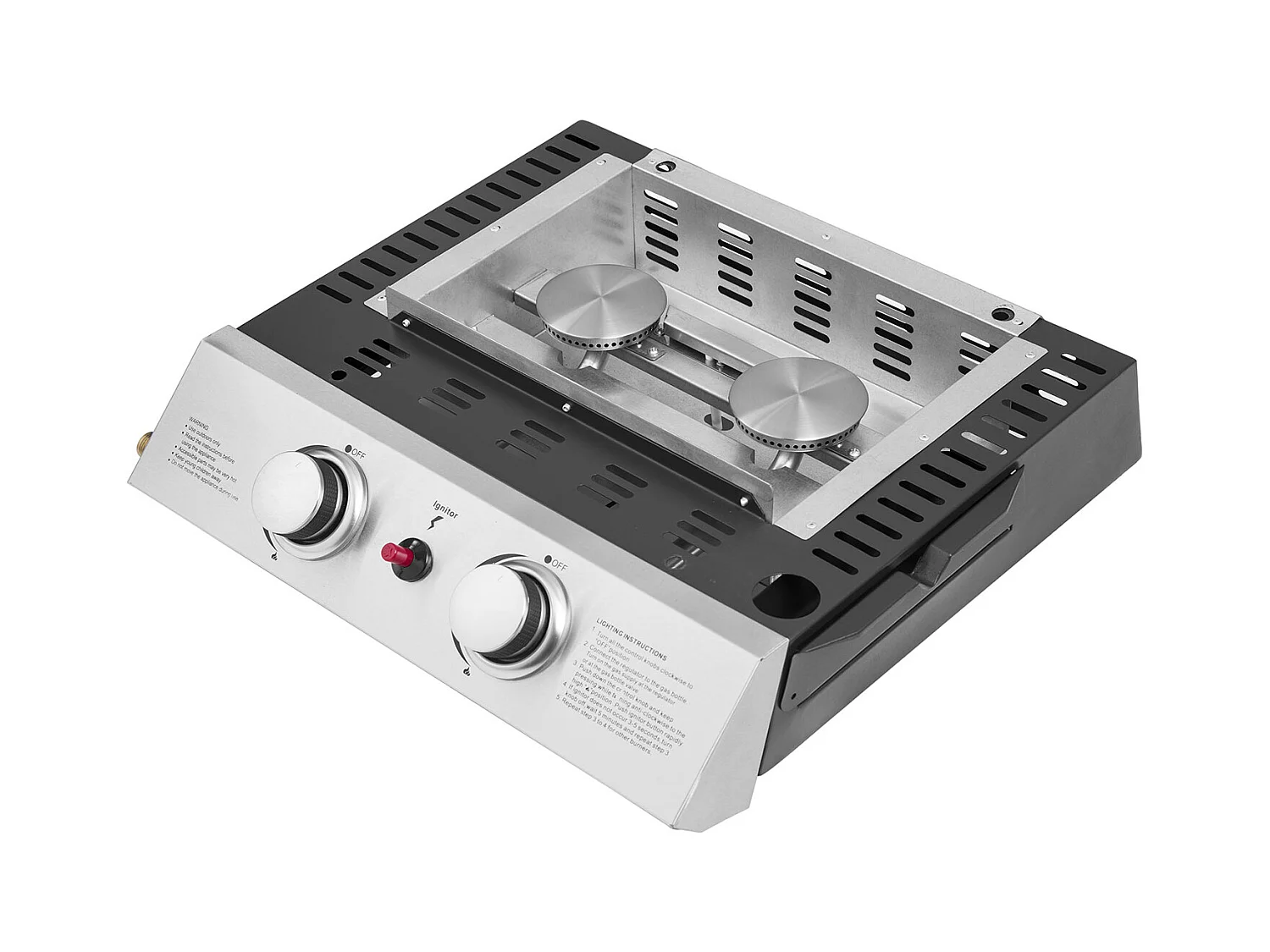 Bakplaat op gas MALA - 2 branders 5kW + wagen