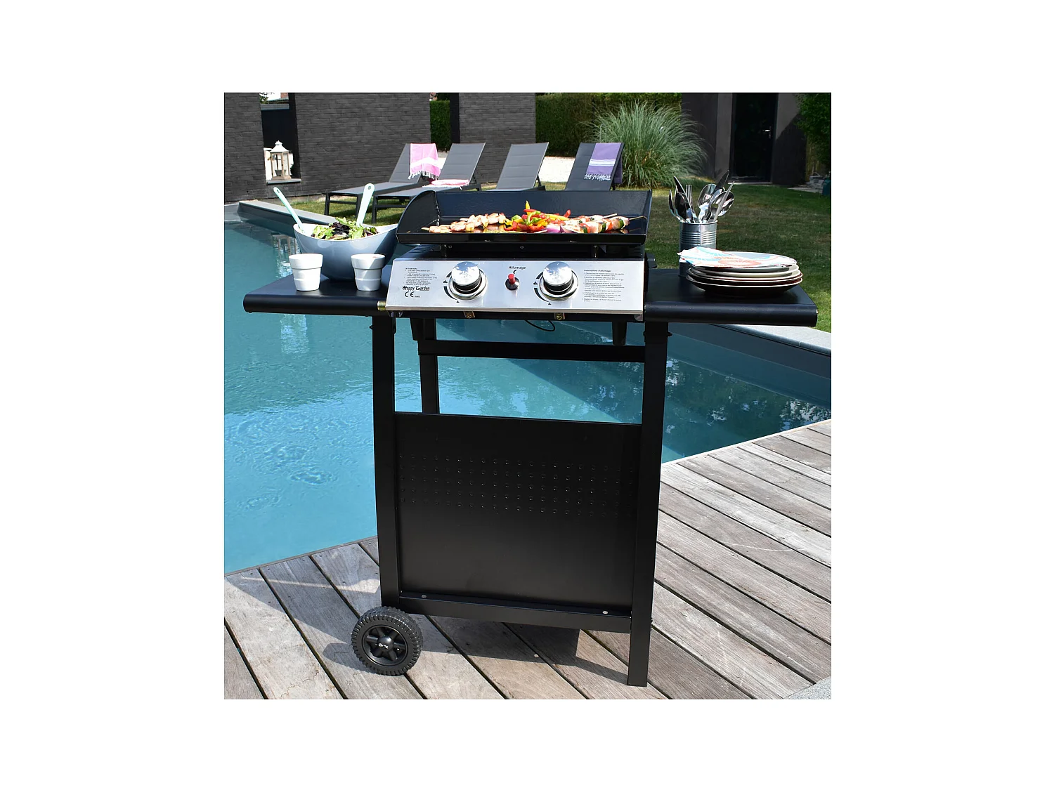 Bakplaat op gas MALA - 2 branders 5kW + wagen