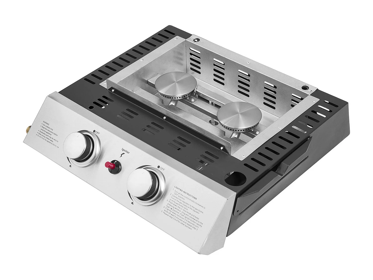 Plancha de gas MALA 2 quemadores 5kW + carrito