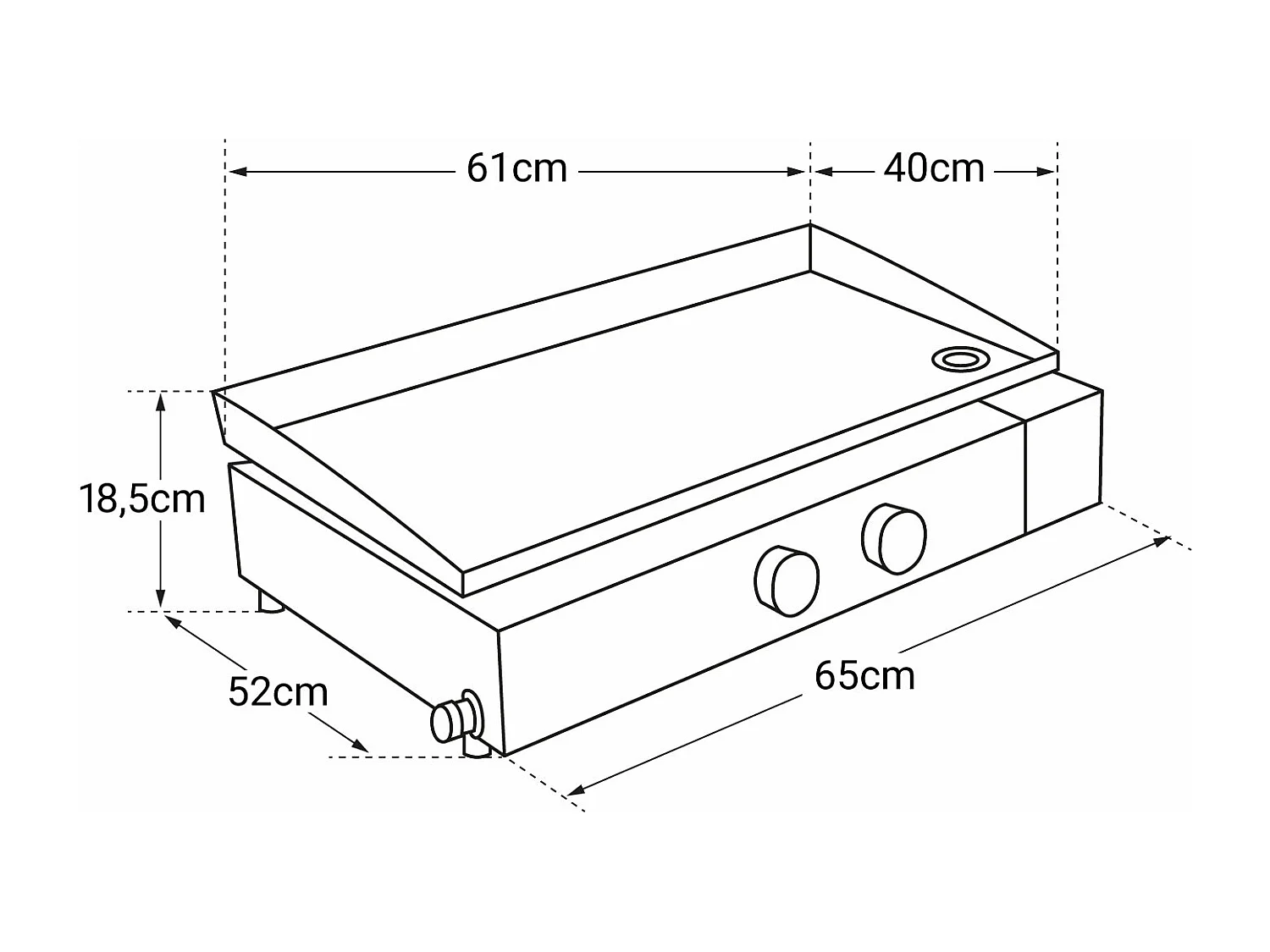 Plancha de gas FINESTA 2B - 2 quemadores 5kW