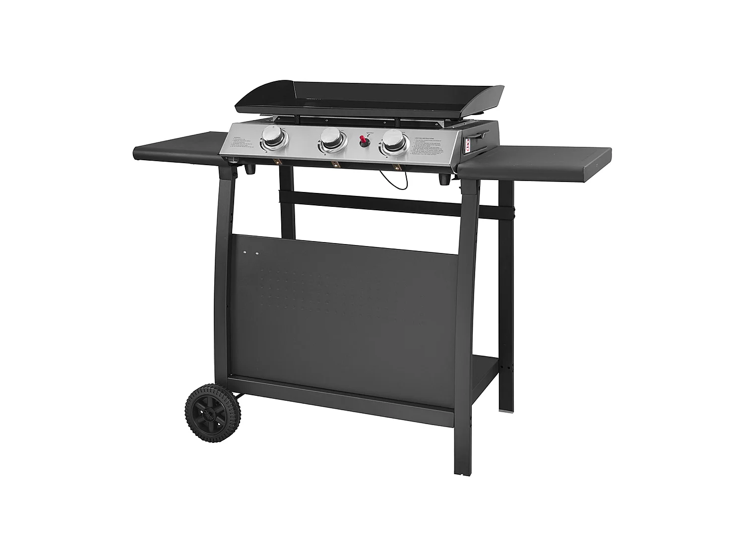 Plancha au gaz SÉVILLE - 3 brûleurs 7,5kW + chariot - HAPPY GARDEN